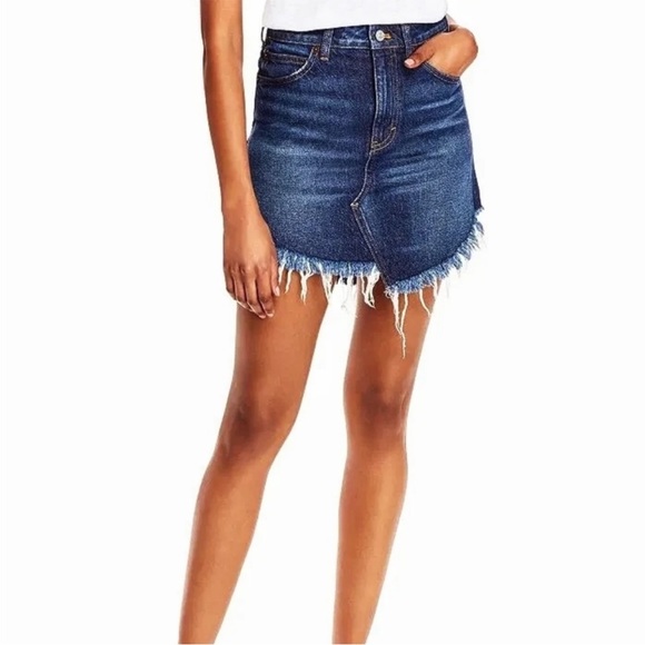 We the free Bailey denim hemmed skirt - Picture 1 of 10